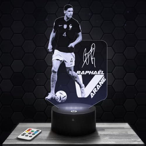 Lampephoto.fr - R. Varane Fußball 3D Lampe, Touch Nachlicht, deko Fußballer, Geschenkidee Mann objekt R. Varane Fußball Nachtlicht Erwachsene deko Zimmer, 3D Led Illusion