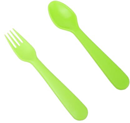 Ryaupy Set Fourchette & Cuillère pour Enfants - sans BPA - Facile à Tenir, Lavable au Lave-Vaisselle pour Jeunes Enfants Garçons & Filles(Vert)