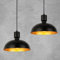 FORCOSO 2 x Pendelleuchte Schwarz Gold - E27 Pendelleuchte Esstisch Ø31cm Modern Industrial Hängelampe Metall Gehämmertes Pendelleuchte Vintage Deckenlampe für Wohnzimmer Schlafzimmer Küche