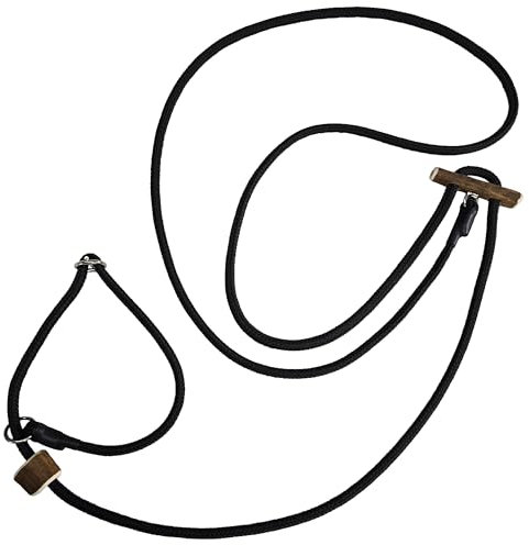 Themahund Umhängeleine Moxonleine mit Zugstopp 8mm (300 cm, Schwarz)