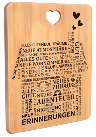 Apjielop Einzugsgeschenke Haus - Bambus Schneidebrett Geschenk zum Einzug ins Haus, Richtfest Geschenk, Einweihungsgeschenk Wohnung Haus, Neue Wohnung Geschenke, Leicht und praktisch(28 X 21.5 Cm)