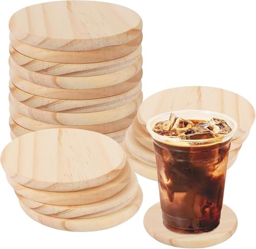 LDXDRU Holzuntersetzer 36er Set, 10x10cm Untersetzer aus Holz, Blanko Natur-Holz Glasuntersetzer Rund Tassenuntersetzer für Getränke, Bier, Glas, Tassen