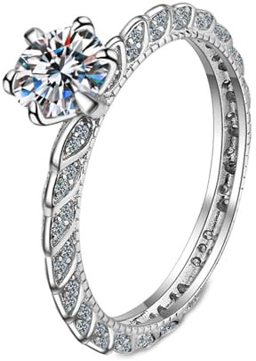 Gualiy Verlobungsring Weißgold 750, 18 Karat Eheringe Silber Damen 6-Zinken Winzig Ring mit Labor Diamant 1ct Ringe Größe 60