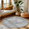 HomebyHome Kurzflor Teppich 120 cm Rund Silber - Hoch-Tief 3D Effekt, Waschbar, Flauschig und Extra Weich - Skandinavisch Boho Muster für Wohnzimmer, Schlafzimmer, Esszimmer und Küche