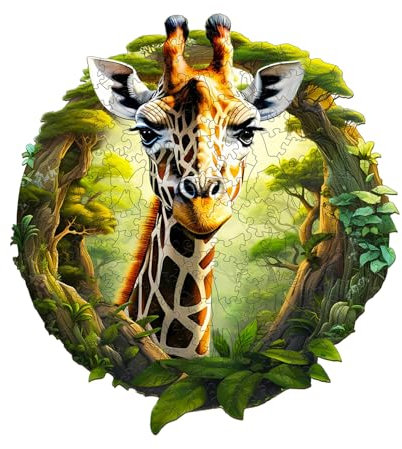 Jigfoxy Holzpuzzle Erwachsene, Giraffe Puzzle Erwachsen, Wooden Puzzle Holz Puzzle Erwachsen Und Kinder, Einzigartiges Lernspielzeug in Tierform für Freunde der Familie XL-44 * 40.7cm-460pcs