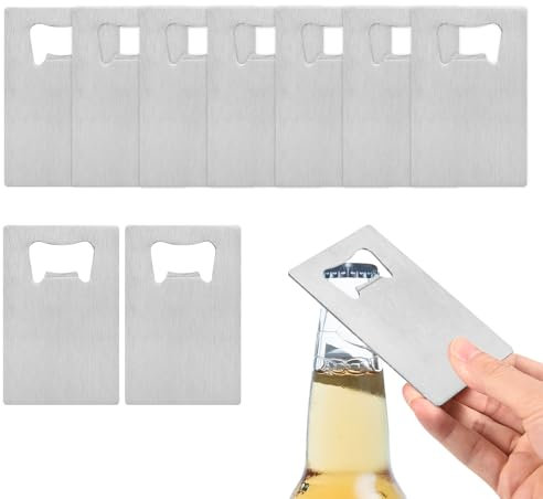 sourcing map 10Pcs Credit Card Bottle Opener, Stainless Steel Credit Card Size Beer Bottle Opener for Wallet Pocket, Can Cap Openers for Wedding Party Bridal Shower Present, Silver