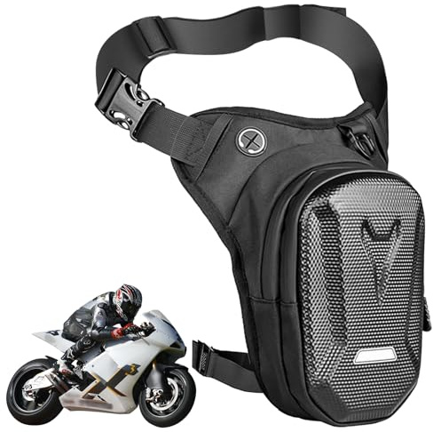 Beintasche Motorrad, wasserdichte Hartschalen Beintasche, Herren Damen Multitaschen Beinbeutel, Oberschenkeltasche Motorrad, Bauchtasche Motorrad, Beintasche für Wandern, Reiten, Angeln (Schwarz)