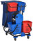 HOMCOM Chariot de nettoyage professionnel avec sac poubelle, 2 bacs à laver 18L, 2 seaux 6L, essoreuse, crochet et roues pour l'hôtel et l'hôtellerie, 93x80x97 cm, rouge