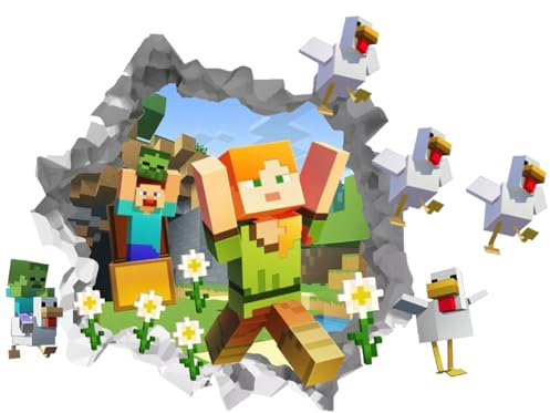 IFHDO 3D Wandaufkleber Wall, Miner Aufkleber, Craft Wandaufkleber, Wandaufkleber Poster, Wandsticker Vinyl Wandaufkleber Dekore Wand Fenster Dekoration Dekoration 40 * 60CM