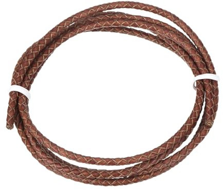 Rebower Round Braided Leather Cord 3mm Bolo Leather Cord String Rope for Jewelry Making, Necklaces, Bracelets, Wraps, Crafts, 1m/3.3Ft, Retro Brown