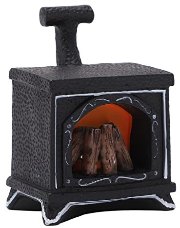 Miniatur-Kaminstatue mit LED-Licht, Beleuchtbarer Harzkamin, Dekorative Laterne, Miniaturstatue, Schreibtischdekoration
