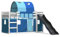 LAPOOH Bunk Bed with Slide and Curtains Blue 90x190 cm,Bunk Bed Frame,Double/Single Bed,Bunk Bed-3284156