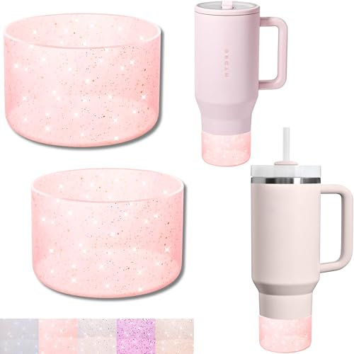 2Pack Glitter Silicone Boot for Stanley Cup 40 30 20 OZ, Boots Bottom Protector for Owala/HydroJug 40OZ Tumbler, Protective Sleeve for Stanley Cup Accessories Bumper