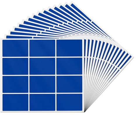 YIKIADA 240 Stück Blau Rechteckig Etiketten 50 × 76 mm Vinyl Klebe Beschreibbar Selbstklebend Wasserdicht Aufkleber für Name Tags Adresse Umzug Büro