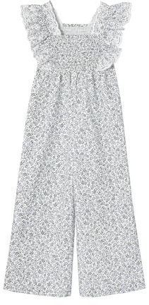 Vertbaudet Festlicher Mädchen Jumpsuit mit Blumenprint und Lochstickerei blau bedruckt 122