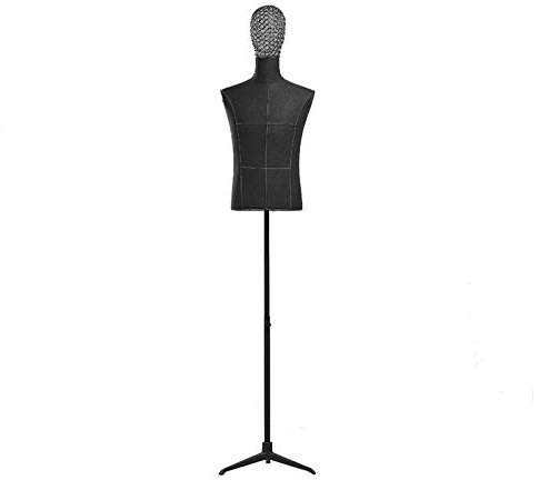 MYUYEE Schneiderpuppe Schaufensterpuppe Körper Torso Männlich Schwarz Schaufensterpuppe Torso Halbkörper Kunststoff Verstellbare Büste Schaufensterpuppe mit Flexiblen,Ohne Arme-Einheitsgröße