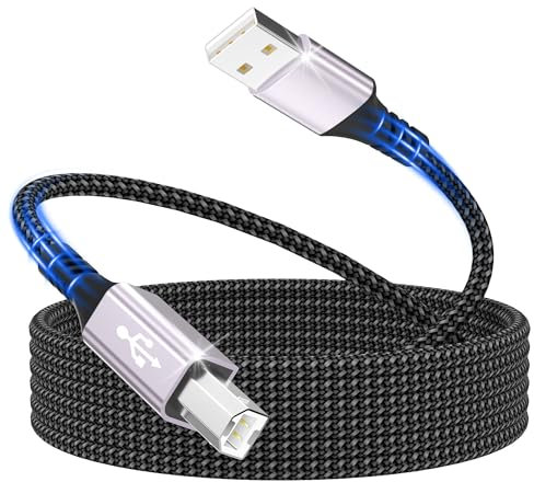 Cable de impresora,cable de escáner de 3m,cable USB 2.0 tipo B,cable USB A a USB B para impresora,cable de impresora para PC Compatible con Dell,HP,Canon,Epson,Xerox,Samsung,Brother,DAC y más