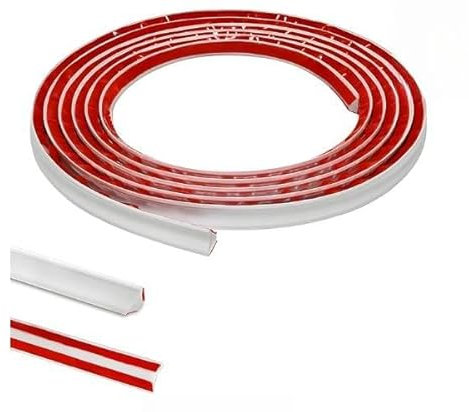 5m TPE Quadrant Trim, 1 PCS Skirting Board Trim, TPE Flexible Quadrant Round Molding Trim, Floor Tile Edging Trim self Adhesive for Wall Cabinet Skirting Countertops Window Edge Size1.2 x 0.9 cm White