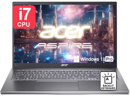 acer Aspire Premium - Computer portatile da 15,6, Intel Core i7-1255U fino a 4,7 GHz, 32 GB di RAM - SSD PCIe da 512 GB, tastiera retroilluminata, Wi-Fi 6, display FHD, grafica Iris Xe, webcam