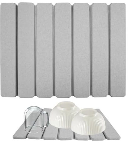Tapis Égouttoir Vaisselle Pliable Diatomite, 30 x 40 cm | Pierre de Séchage, Séchage Rapide, Super Absorbant, Résistant à La Chaleur
