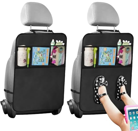 Adiwo 2 Stück Rückenlehnenschutz Auto Kinder, Rückenlehnen Schutzmatte mit Netztaschen, Rücksitzschoner Anti-schmutzig, Wasserabweisend Autositzschoner Rücklehnenschutz, Auto Organizer