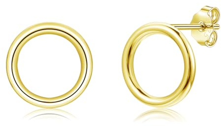 Estrellique Ohrstecker Silber 925, Hypoallergen 925 Sterling Silber | Flache Plättchen Kreis Ohrstecker für Damen Mädchen, Unisex Ziemliche 6mm/10mm Knorpel Schlafen Ohrringe Stecker Damenschmuck