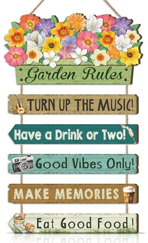 ANHUIB Set of 6 Garden Rules Plaque Sign Garden Signs Plaques for Outside Farmhouse Gardening Sign Outdoor Gardeners Women Present Outdoor Decoration for Home Yard Porch Gardening Gifts for Women Men