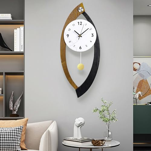 XGGJWW 23.6 x 9.8inch Decorative Wall Clocks with Pendulum Solid Wood Frame
