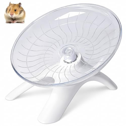 ZhuPu Flying Saucer Hamster Wheel, Silent Exercise Spinner for Dwarf Hamsters and Mice, Non-Slip Running Disk with Steel Bearing, Small