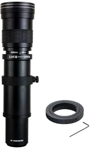 Compatibile con obiettivo super teleobiettivo Samsung NX 420-800mm F/8.3 con messa a fuoco manuale con adattatore di montaggio