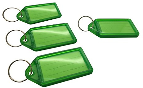 Pack of 100 Small Green Coloured Identity Tag Key Rings - Sliding Fob Keyrings
