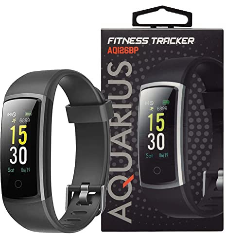 Aquarius IP68 Waterproof Fitness Tracker with Bluetooth and GPS, Heart Rate Monitor and Step Counter - Black
