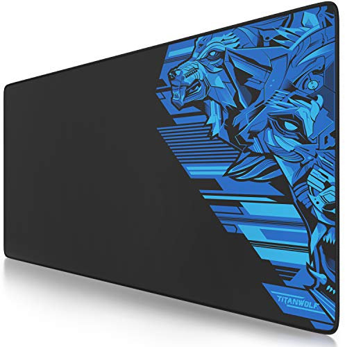 TITANWOLF - XXL Tappetino per Mouse da Gioco - Gaming Mousepad Extra Grande 900 x 400mm - Pad con Base in Gomma Antiscivolo - Spessore 3mm - Design Vector Blue