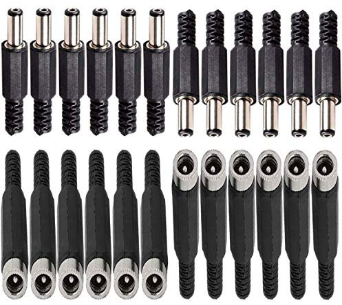RUNCCI-YUN 12 Pcs connecteurs DC Montage Panneau Prise 12 Pcs connecteur Femelle 5,5 mm x 2,5 mm /2,1mm x 5,5 mm