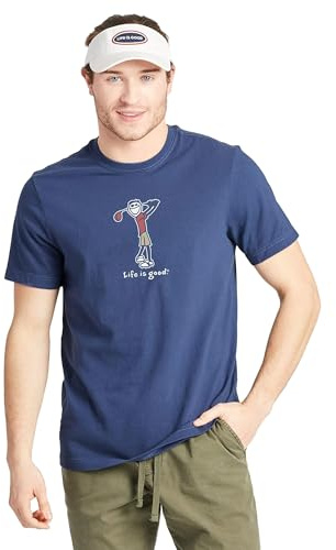 Life Is Good Crusher Tee Shirt, Short Sleeve Cotton Graphic T-Shirts, Golf Jake Camicia Uomo