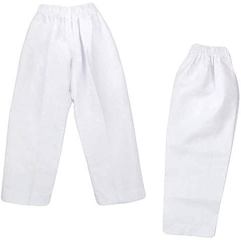 NAMAZU Karate Pants for Kids and Adult 7oz Ploy/Cotto Lightweight Student Karate Gi Pants Elastic Waist Martial Arts Pants, White, 140=SIZE1
