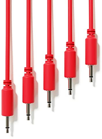 ExcelValley - 5-Pack - Mono Modular Patchkabel - TS 3,5mm 1/8 Eurorack Synthesizer [Rot | 15 cm - 5,91]
