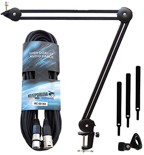 keepdrum MS138 Mikrofonarm-Stativ Gelenkarm-Stativ + keepdrum Mikrofonkabel XLR 6m