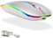 KLO Mouse ricaricabile a LED (BT5.2+Type-C+USB2.4G) Mouse Bluetooth per MacBook/MacBook Air/Pro/Laptop/Notebook/pc/iPad/Chromebook (A LED/Argento)