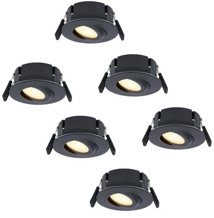 HOFTRONIC - 6er LED Einbaustrahler 360° Schwenkbar IP65 Wasserdicht Dimmbar 2700K Extra Warmweiß Deckenspot 3x8W 3x570LM Deckenstrahler Schwarz 230V 40.000 Brennstuden für innen und außen und bad