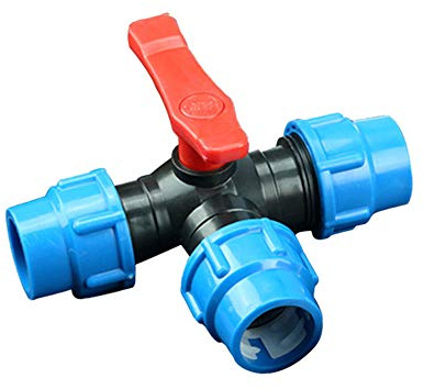 TF Raccord de tuyau d'arrosage 3 voies en polyéthylène - Raccord rapide avec valve - 20 mm/25 mm/32 mm/40 mm/50 mm - Noyau en acier