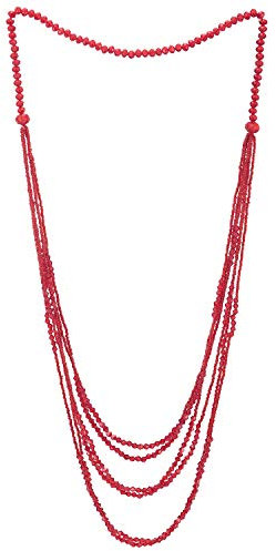 COOLSTEELANDBEYOND Rot Perlen Lange Statement Halskette Multi-Schichten Wasserfall Kette mit Kristall Perlen Charme Anhänger