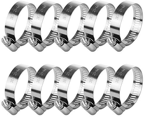 Schlauchschellen, verstellbare Edelstahl-Schlauchschellen, Schneckenantrieb, Rohrschellen, 10 Stück (21-44 mm)