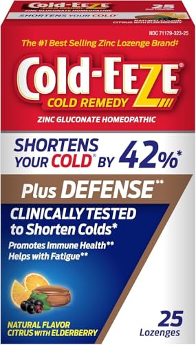 COLD-EEZE Plus Defense Natural Citrus with Elderberry Zinc Lozenges, Homeopathic Cold Remedy, Shortens Common Cold Symptoms, Promotes Immune Health with Sambucus Nigra, Echinacea and Rose Hips, 25 Ct