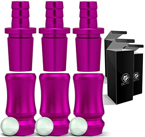 DILAW® Shisha SKITTO Aluminium Schlauchadapter 18/8 Schliff Set 2-teilig Universal Hookah Wasserpfeife Alu Manyak,Opal,Vatos, Farbe:Pink, Menge:3er Pack