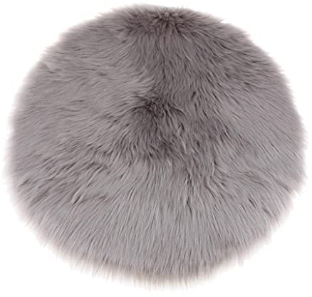 Fenteer Winter Kunstfell Sitzpolster Sitzkissen Stuhlkissen Bodenkissen Plüschmatte Auflage Teppich, Grau 33 cm