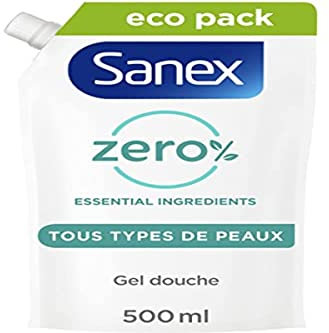 SANEX - Null% Moisturising Shower Gel - All Skin Types - Eco Refill Pack Shower Gel - 500ml