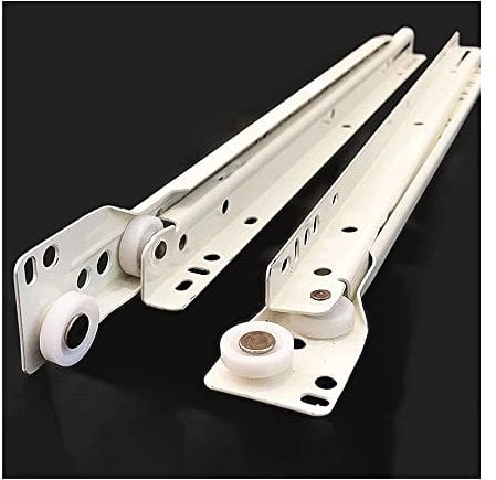 CG94 - Coppia Guide Scorrevoli a Rulli per Cassetti 30cm | Facile Installazione | Scorrimento Fluido | Elevata Capacità di Carico 25kg, Bianco, Lega di Acciaio