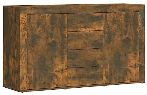 vidaXL Sideboard, Kommode mit viel Stauraum, Schrank mit 4 Schubladen 2 Türen, Mehrzweckschrank Anrichte für Wohnzimmer, Räuchereiche 120×36×69cm Holzwerkstoff
