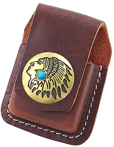 GORGECRAFT 76 mm Langer Leder-Feuerzeugbeutel Feuerzeug-Gürtelscheide Mit Druckknopf Aus Legierung Für Gürtelfeuerzeug (Kokosnussbraun)